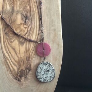 Pink and Silver Pendant Necklace